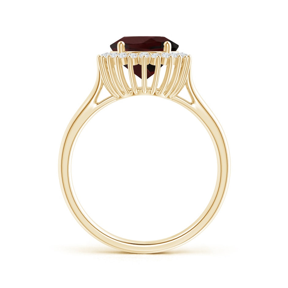 10x8mm A Classic Oval Garnet Floral Halo Ring in Yellow Gold side 199
