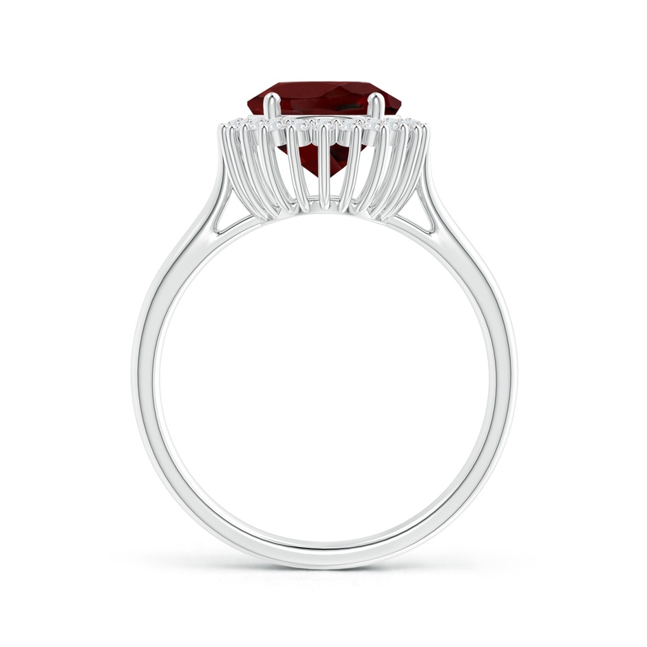 10x8mm AAA Classic Oval Garnet Floral Halo Ring in White Gold side 199