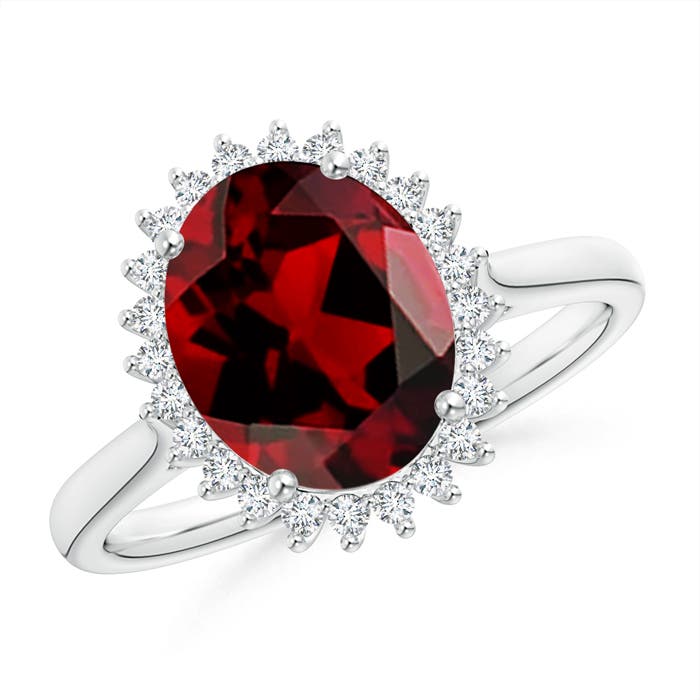 AAAA - Garnet / 3.14 CT / 14 KT White Gold