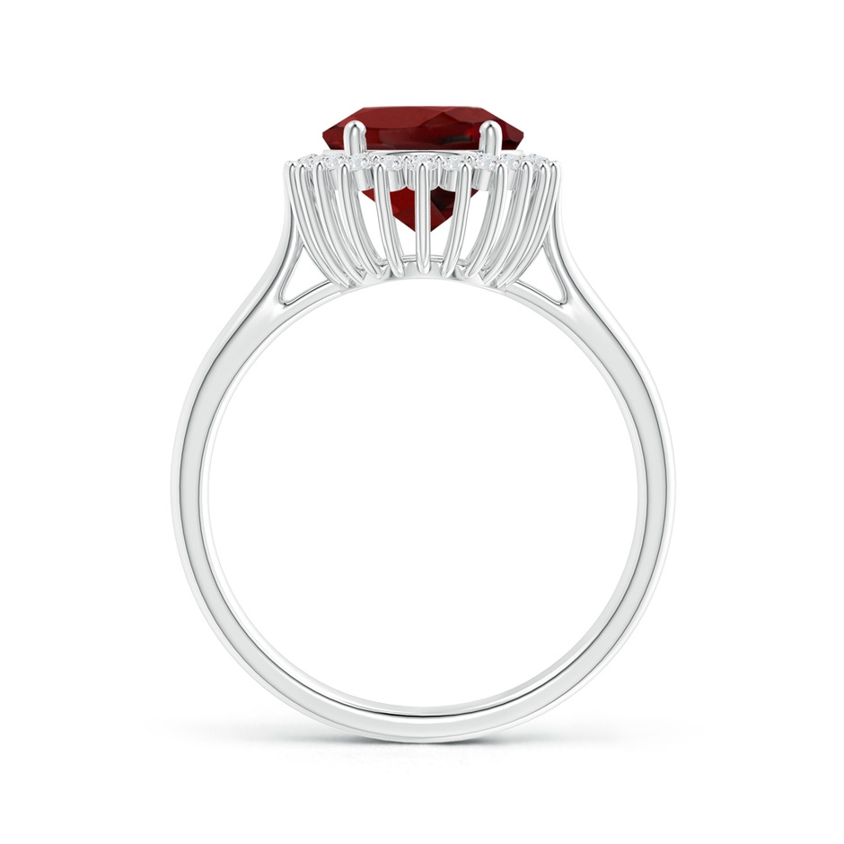 10x8mm AAAA Classic Oval Garnet Floral Halo Ring in White Gold side 199