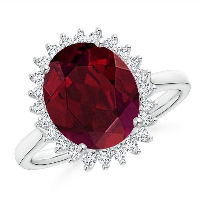 AA - Garnet / 4.44 CT / 14 KT White Gold