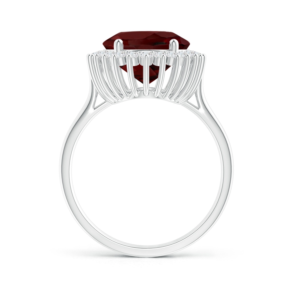 14x10mm AAA Classic Oval Garnet Floral Halo Ring in White Gold - side 199