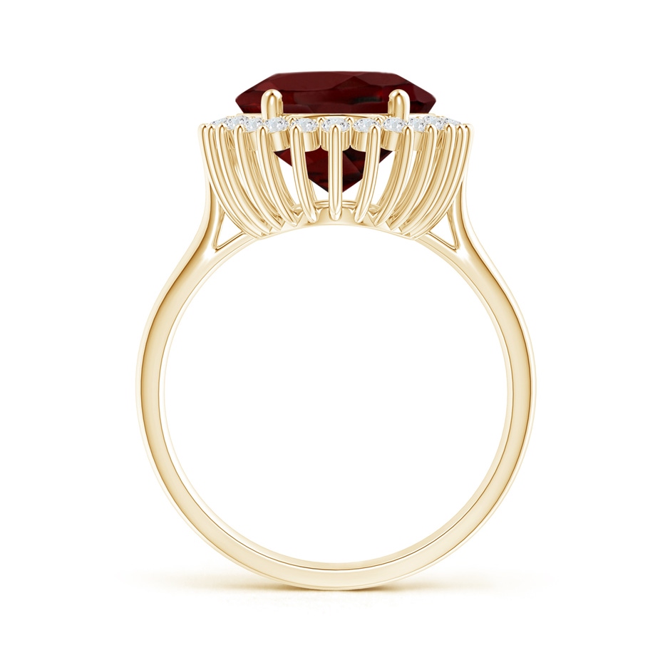14x10mm AAA Classic Oval Garnet Floral Halo Ring in Yellow Gold side 199