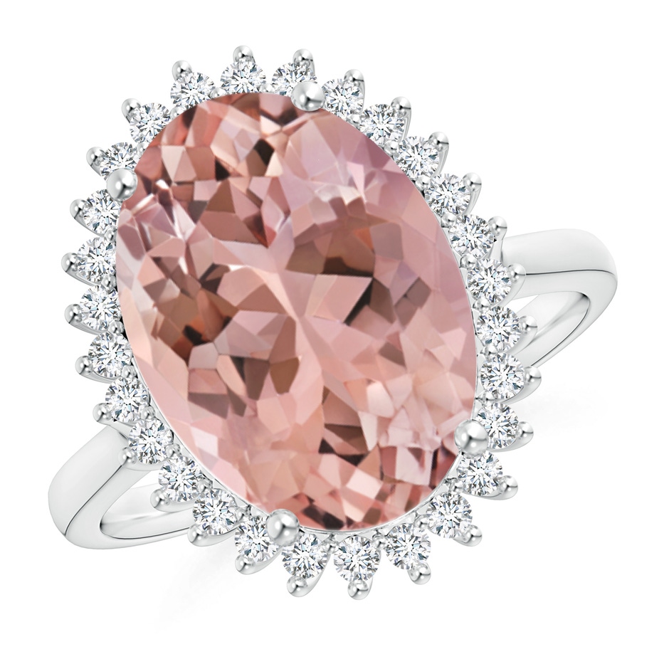 16x12mm AAAA Classic Oval Morganite Floral Halo Ring in P950 Platinum 