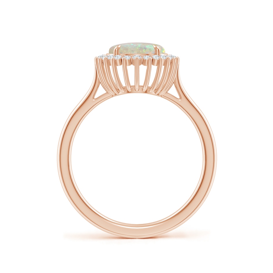 10x8mm AAA Classic Oval Opal Floral Halo Ring in Rose Gold side-1