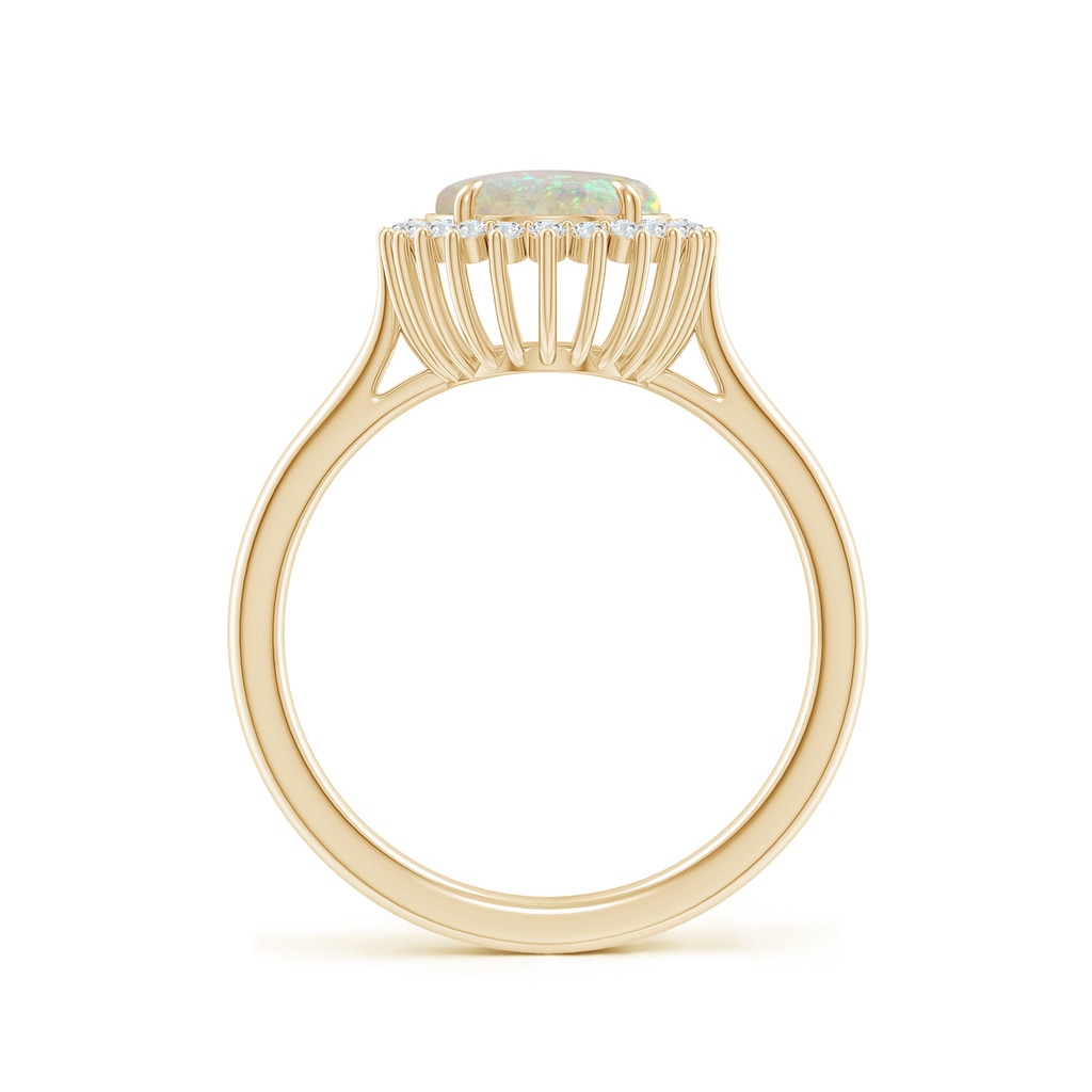 10x8mm AAA Classic Oval Opal Floral Halo Ring in Yellow Gold - side_1