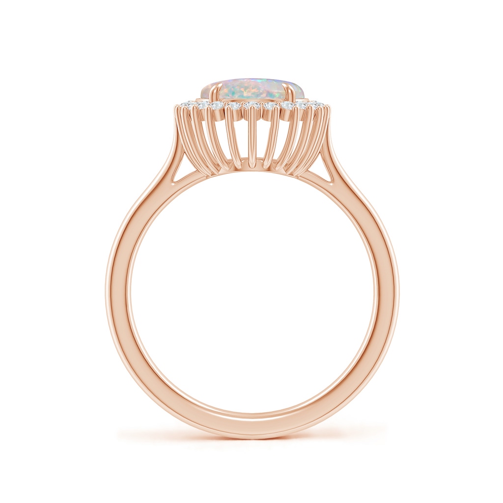 10x8mm AAAA Classic Oval Opal Floral Halo Ring in Rose Gold - side_1