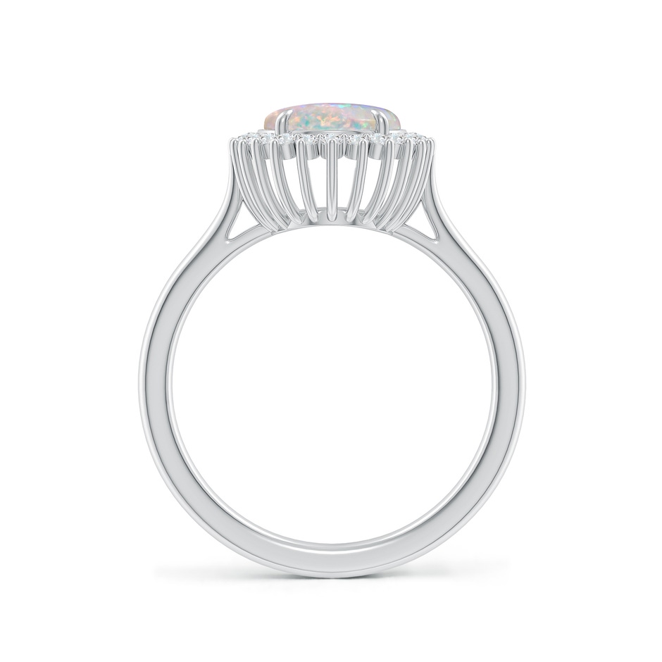 10x8mm AAAA Classic Oval Opal Floral Halo Ring in White Gold side-1