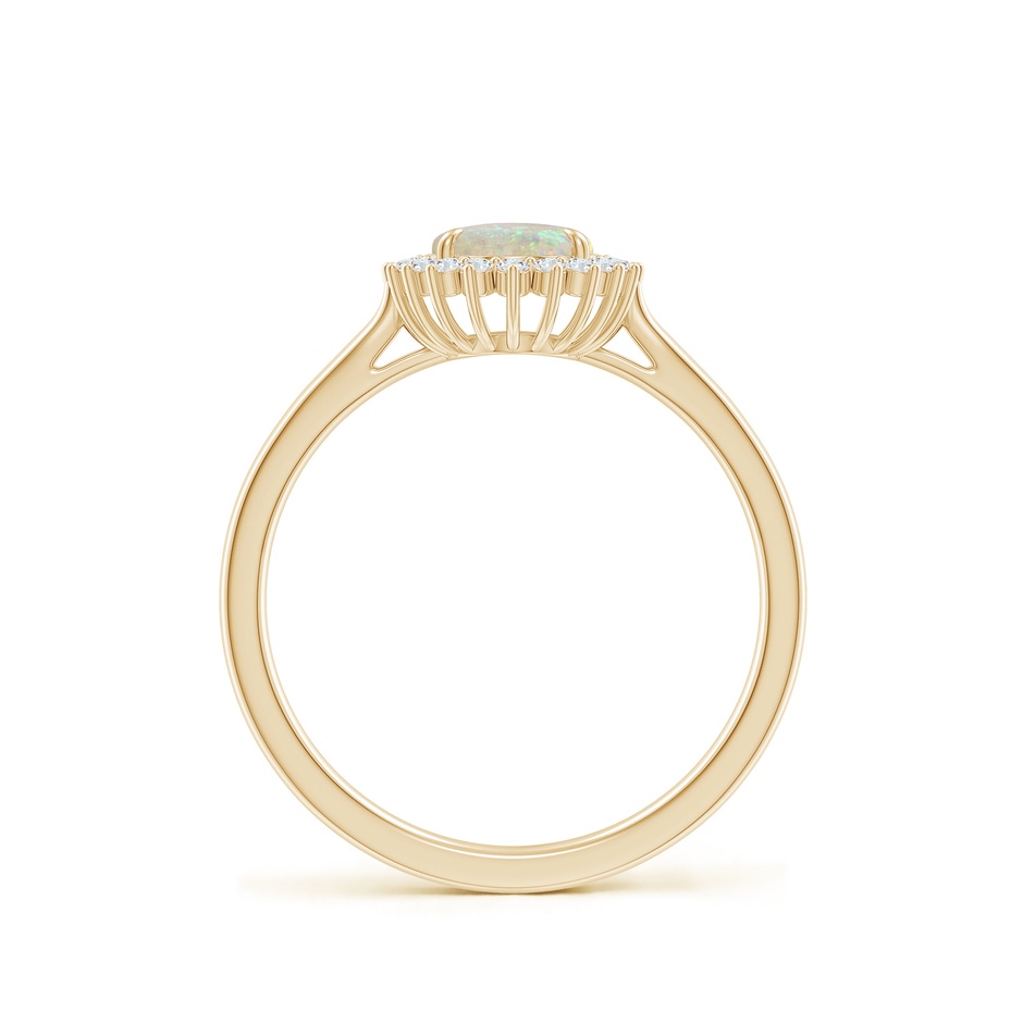 8x6mm AAA Classic Oval Opal Floral Halo Ring in 9K Yellow Gold side1