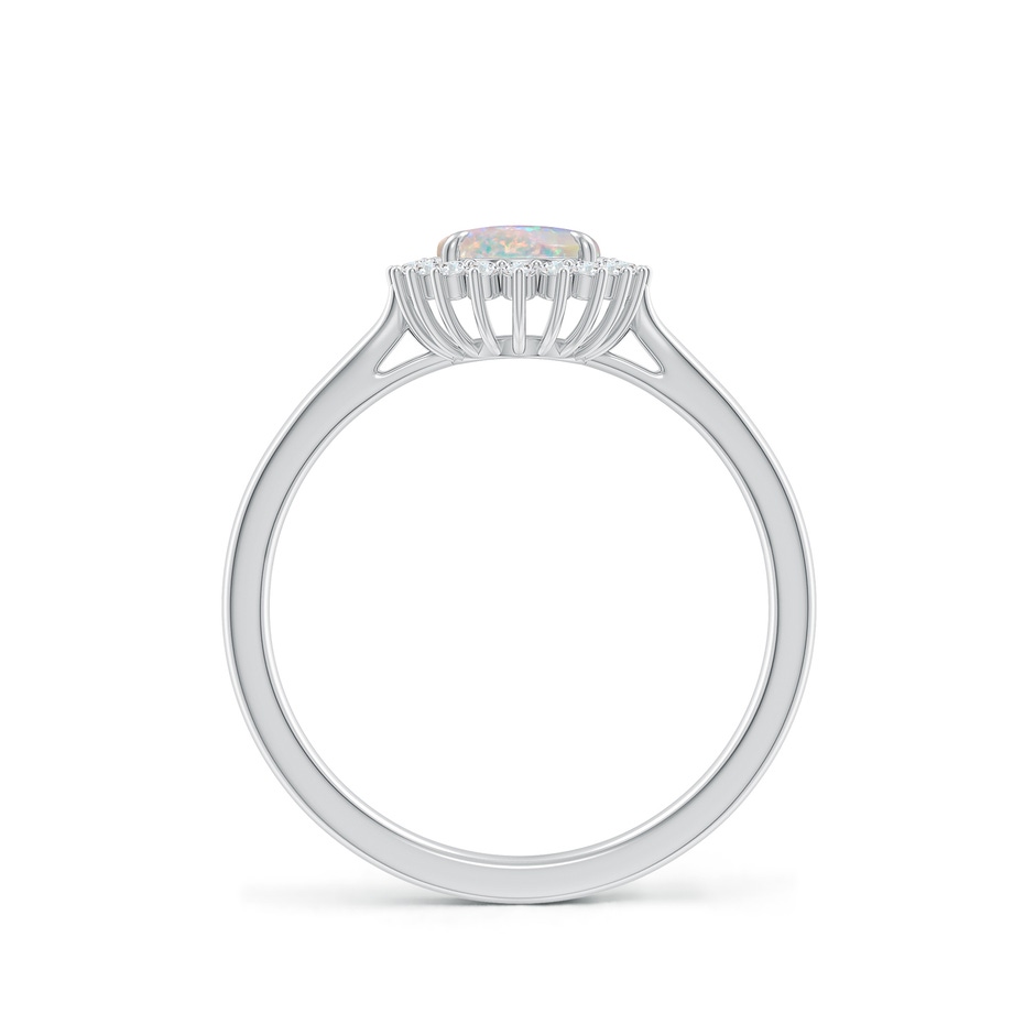 8x6mm AAAA Classic Oval Opal Floral Halo Ring in White Gold side-1
