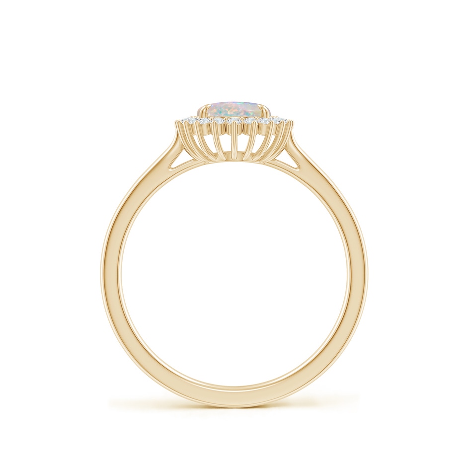 8x6mm AAAA Classic Oval Opal Floral Halo Ring in Yellow Gold side-1
