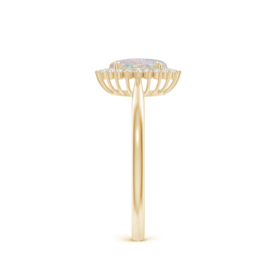 8x6mm AAAA Classic Oval Opal Floral Halo Ring in Yellow Gold side-2