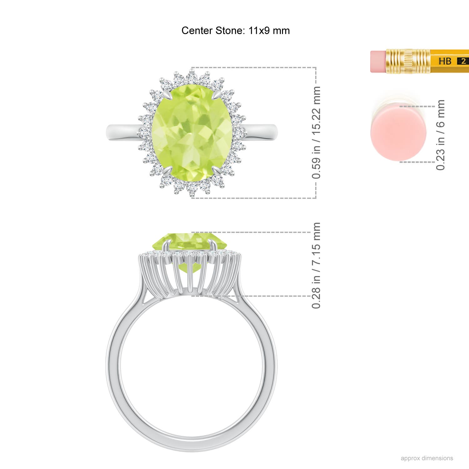 A - Peridot / 4.14 CT / 14 KT White Gold