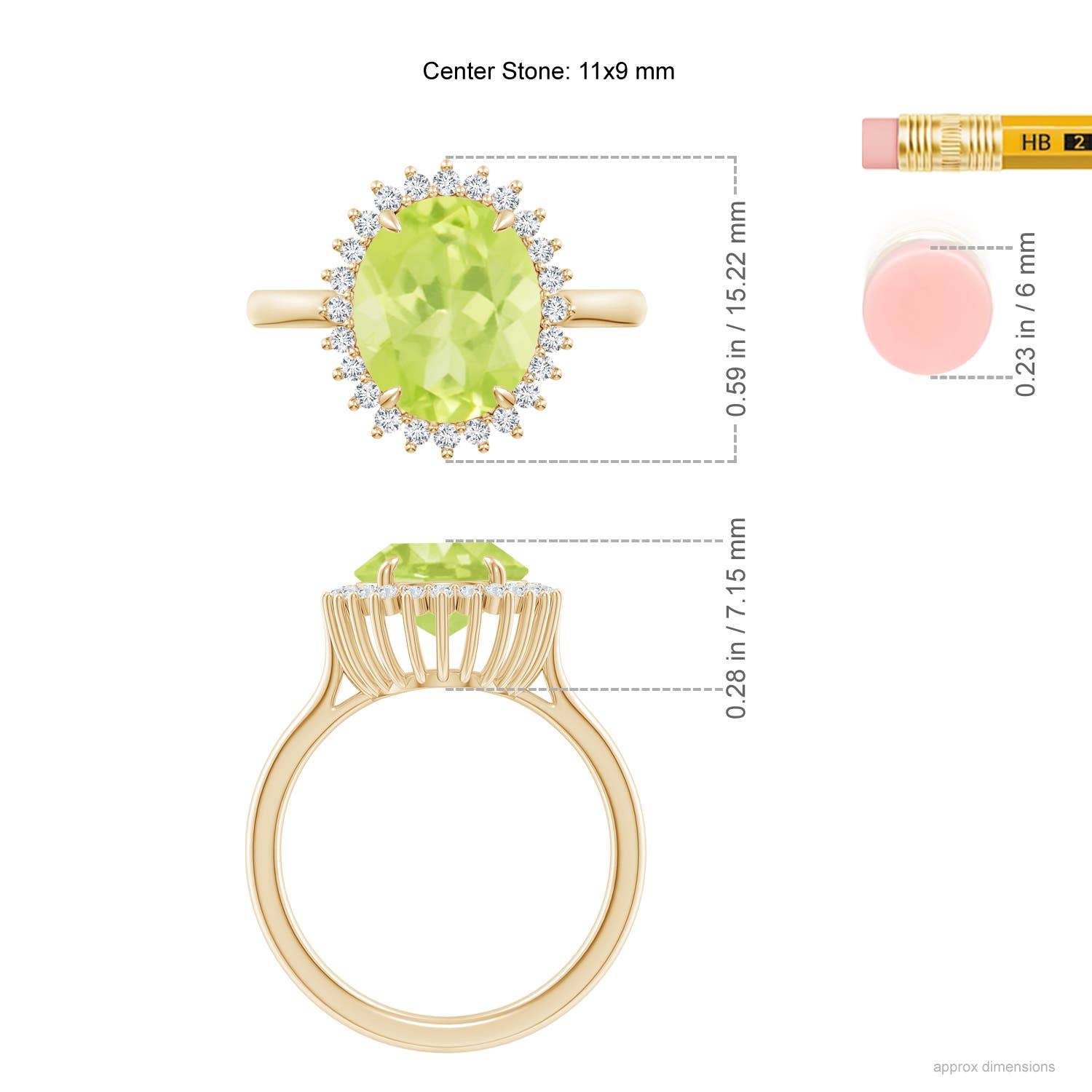 A - Peridot / 4.14 CT / 14 KT Yellow Gold