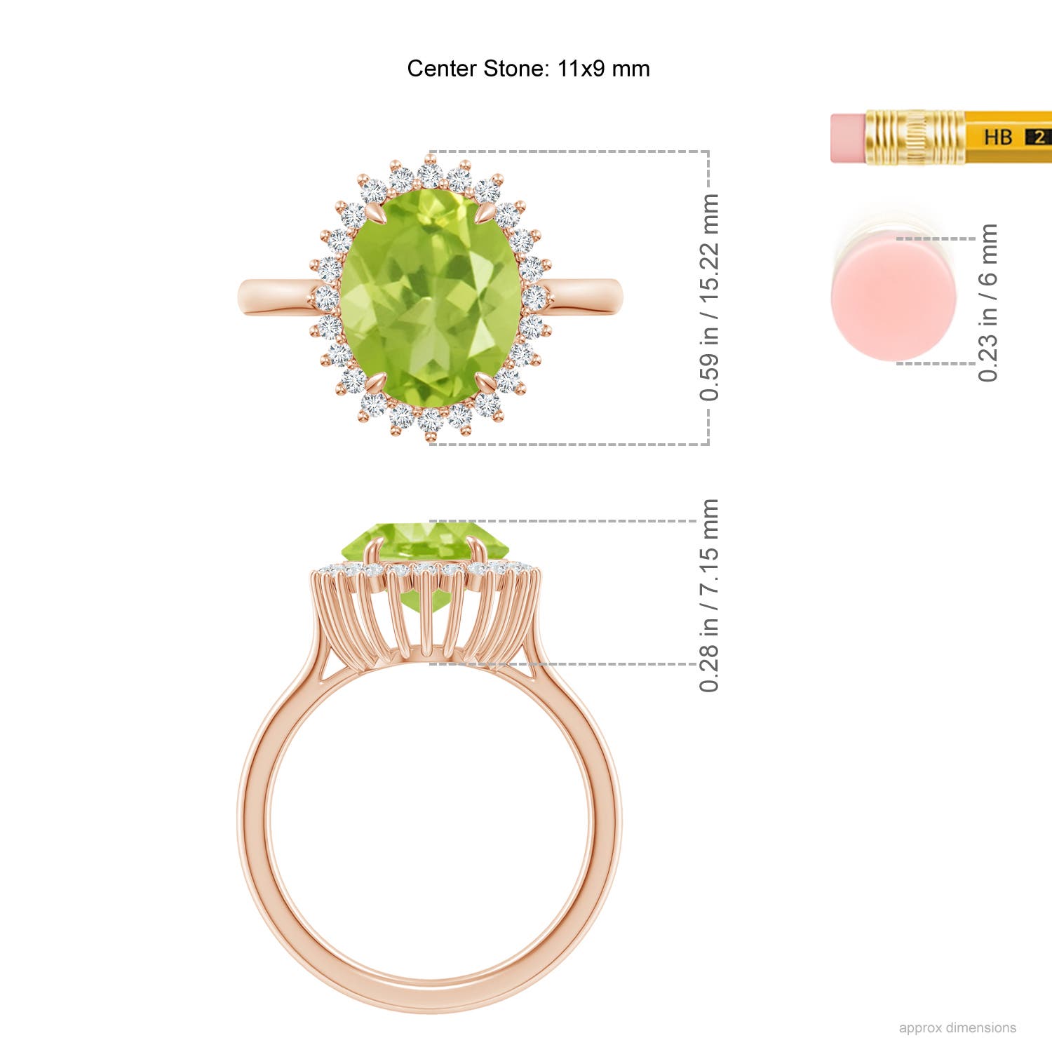 AA - Peridot / 4.14 CT / 14 KT Rose Gold