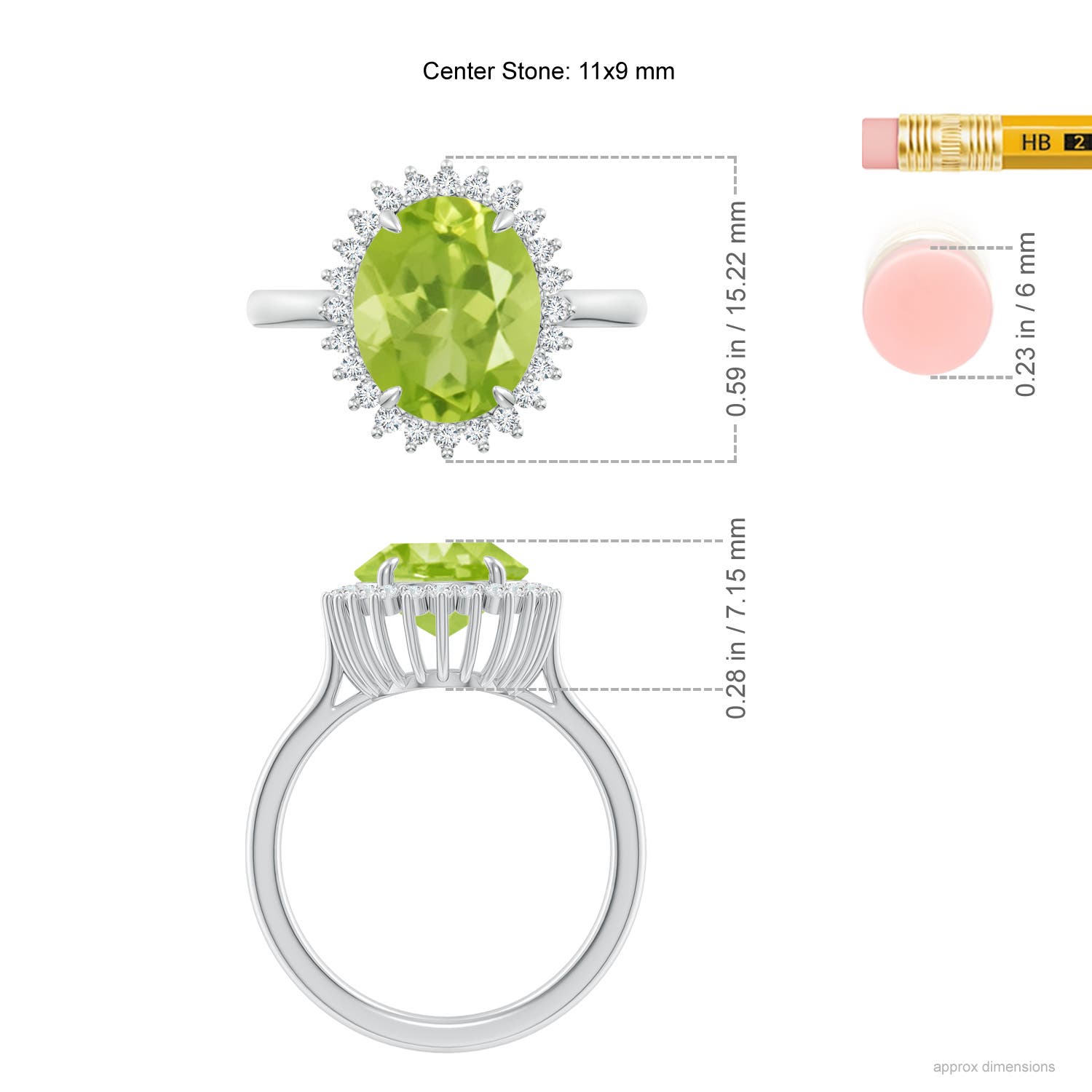 AA - Peridot / 4.14 CT / 14 KT White Gold