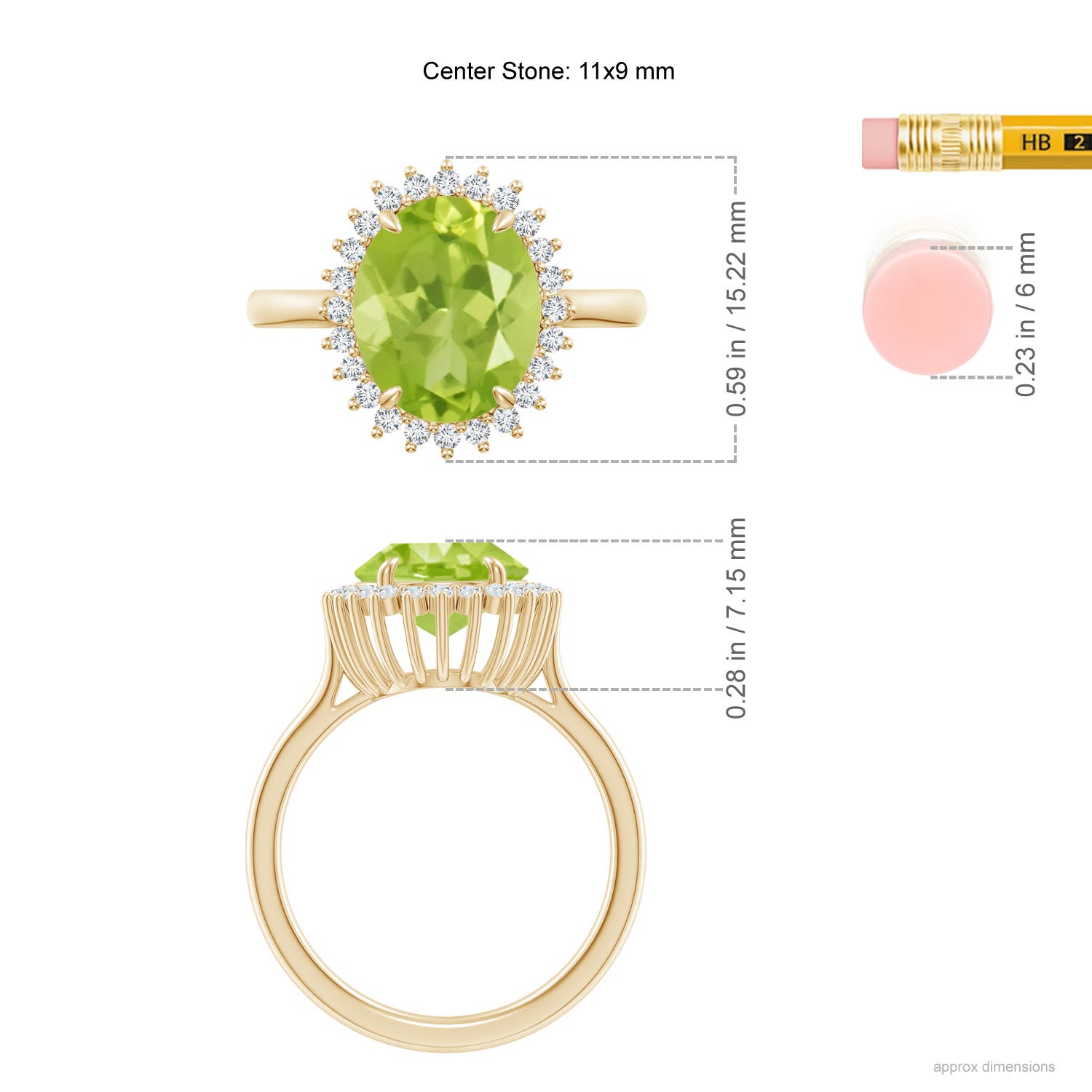 AA - Peridot / 4.14 CT / 14 KT Yellow Gold