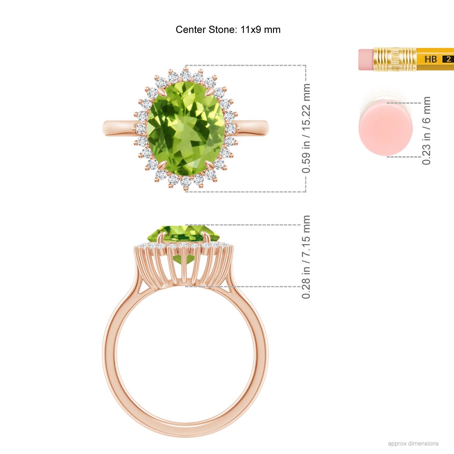 AAA - Peridot / 4.14 CT / 14 KT Rose Gold