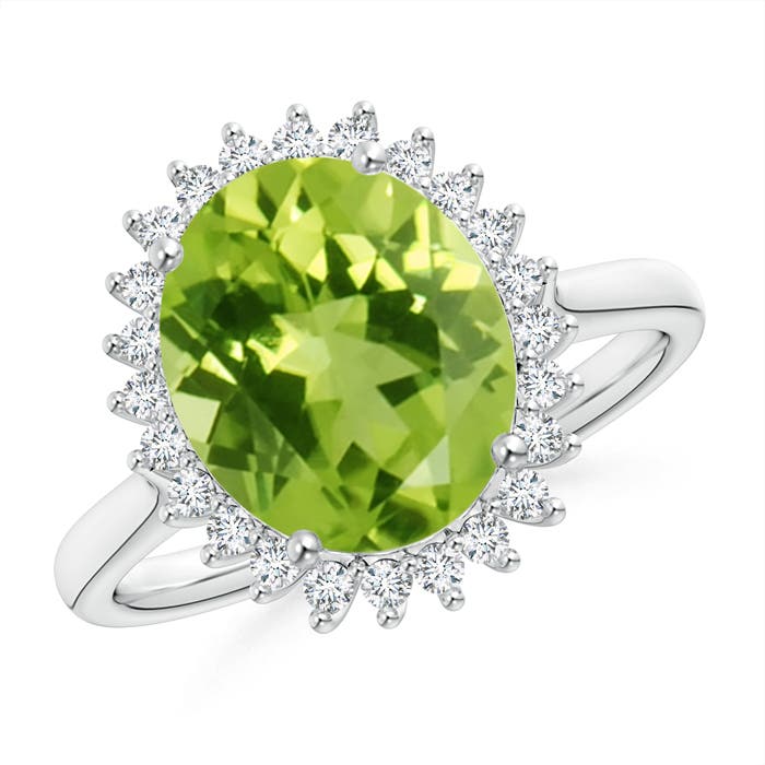 AAA - Peridot / 4.14 CT / 14 KT White Gold