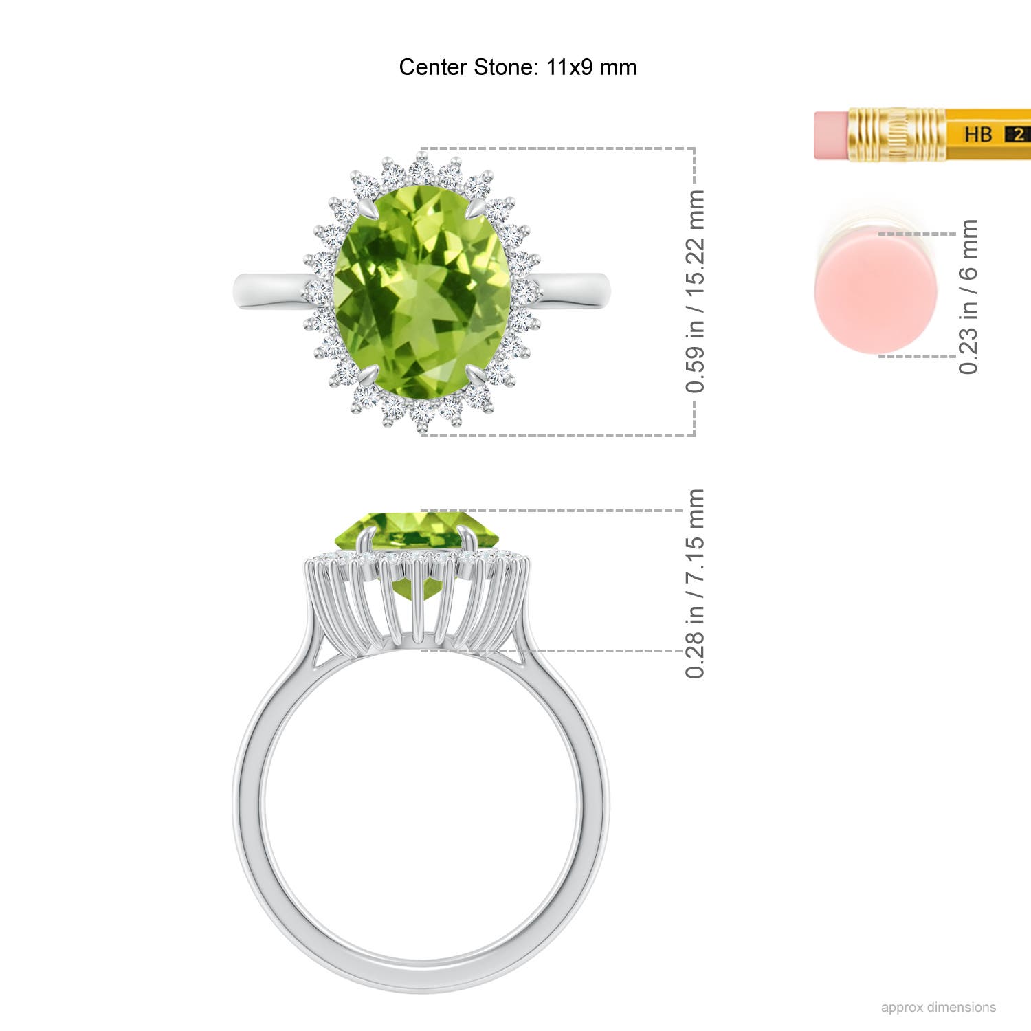 AAA - Peridot / 4.14 CT / 14 KT White Gold