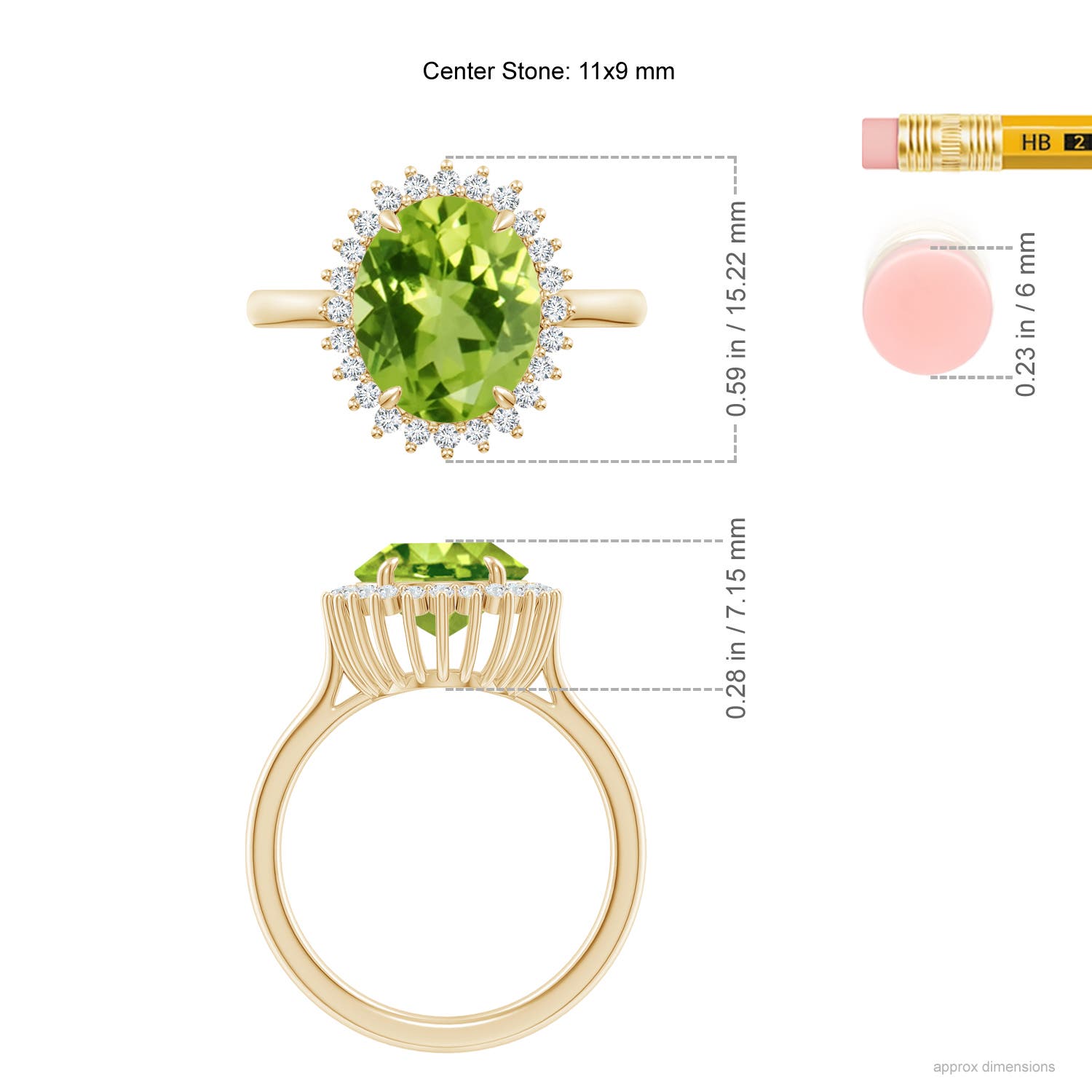 AAA - Peridot / 4.14 CT / 14 KT Yellow Gold