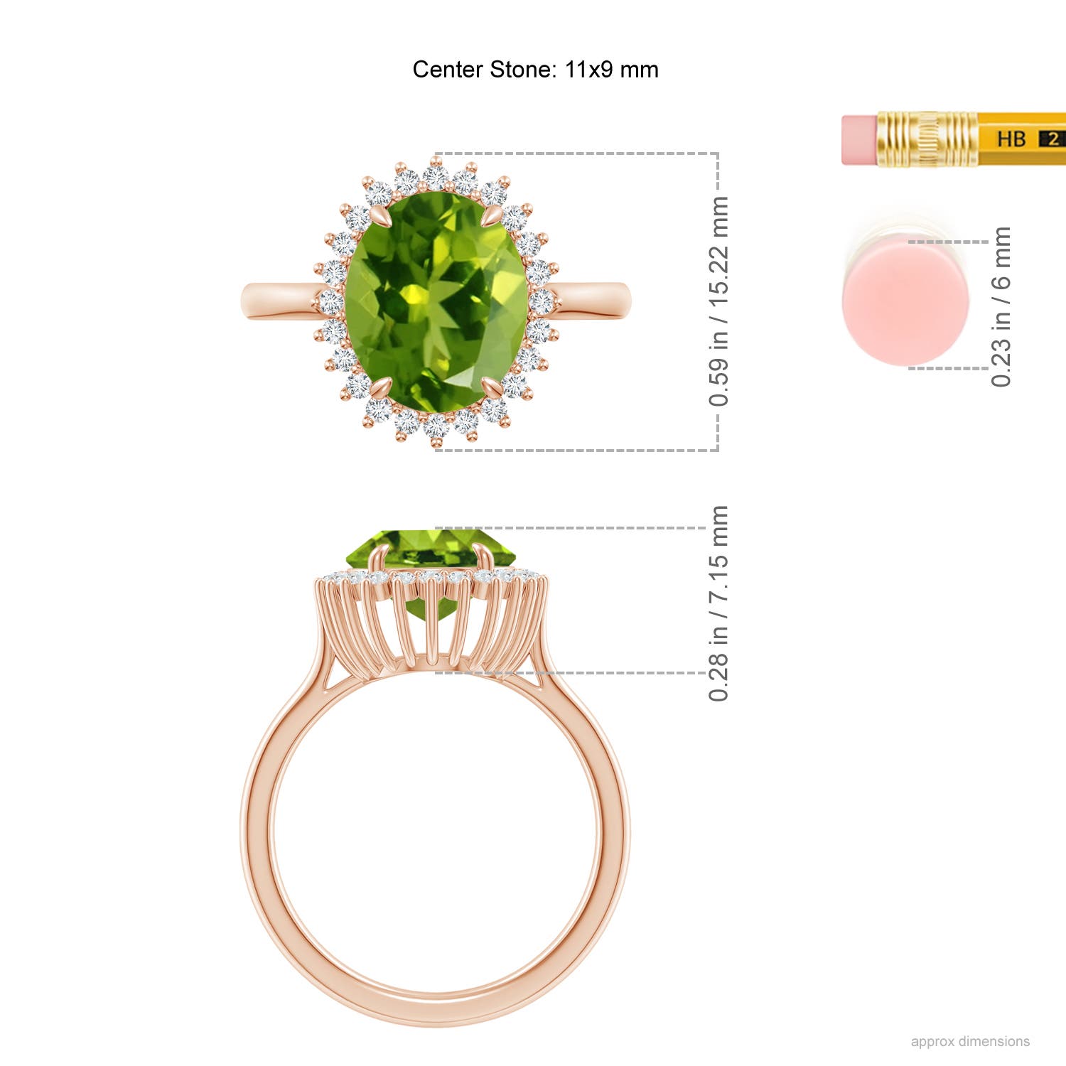 AAAA - Peridot / 4.14 CT / 14 KT Rose Gold