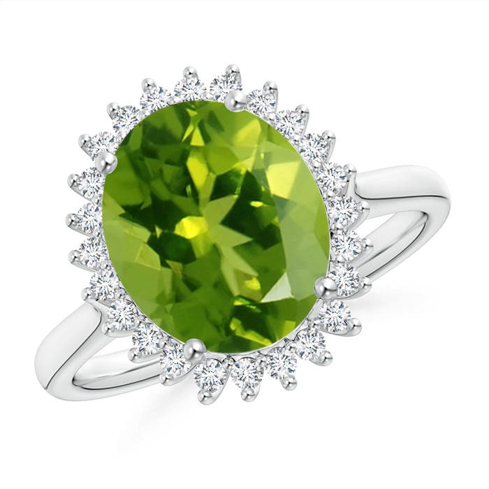 AAAA - Peridot / 4.14 CT / 14 KT White Gold