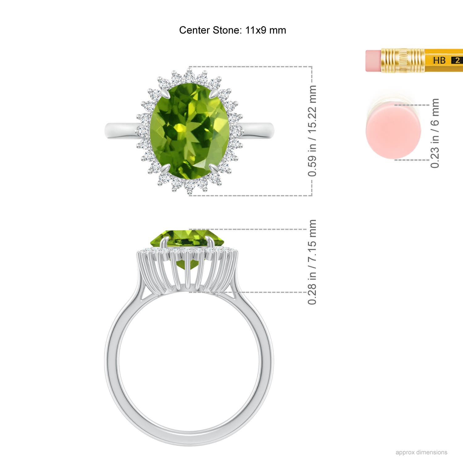 AAAA - Peridot / 4.14 CT / 14 KT White Gold