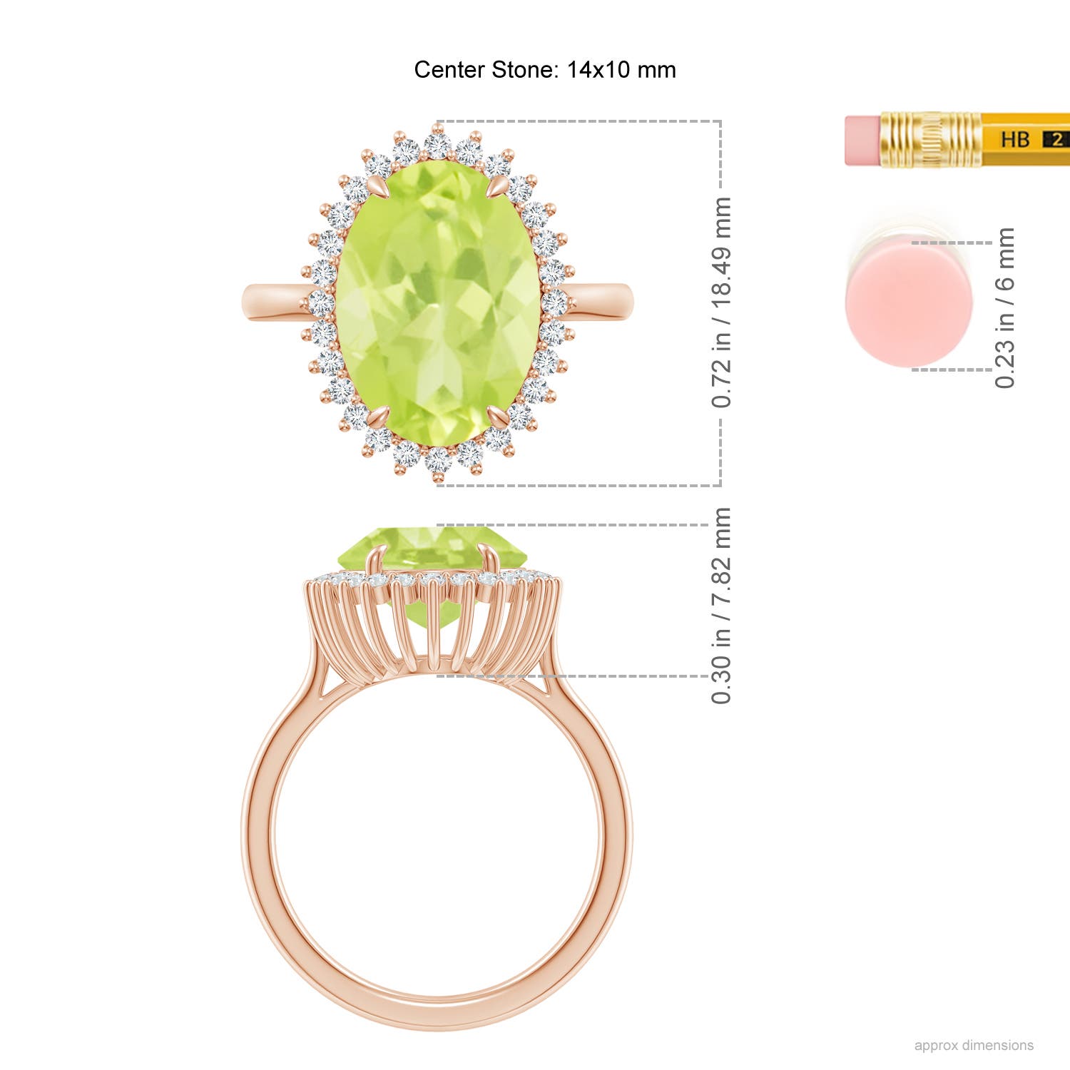 A - Peridot / 5.14 CT / 14 KT Rose Gold