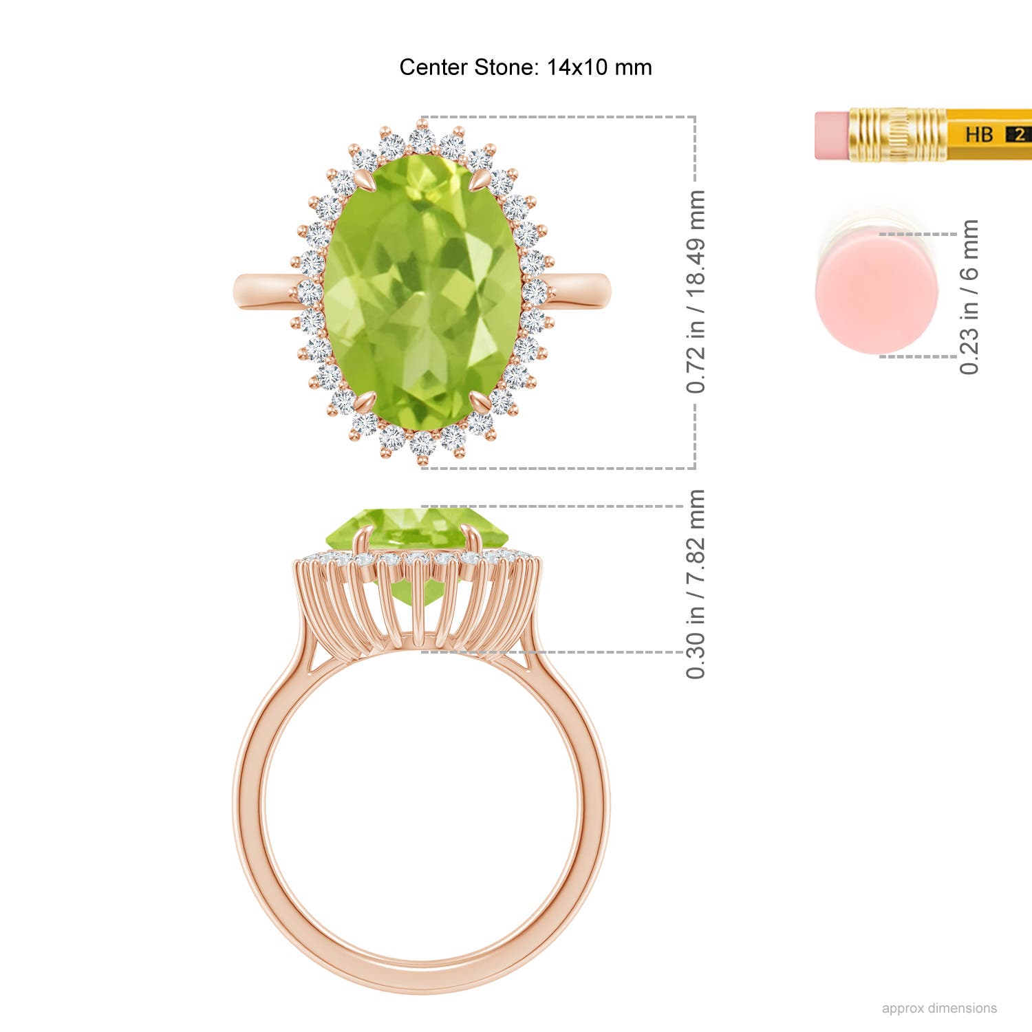 AA - Peridot / 5.14 CT / 14 KT Rose Gold