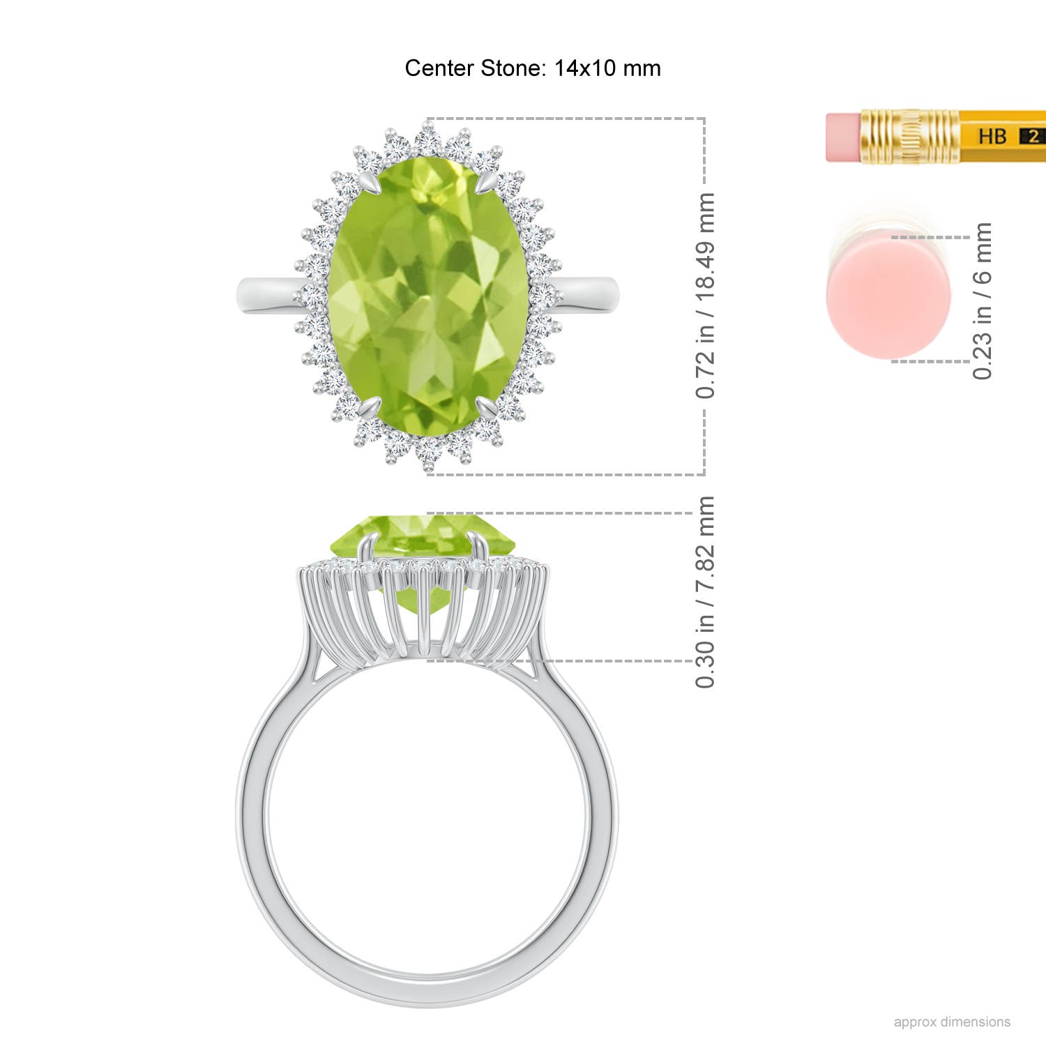 AA - Peridot / 5.14 CT / 14 KT White Gold