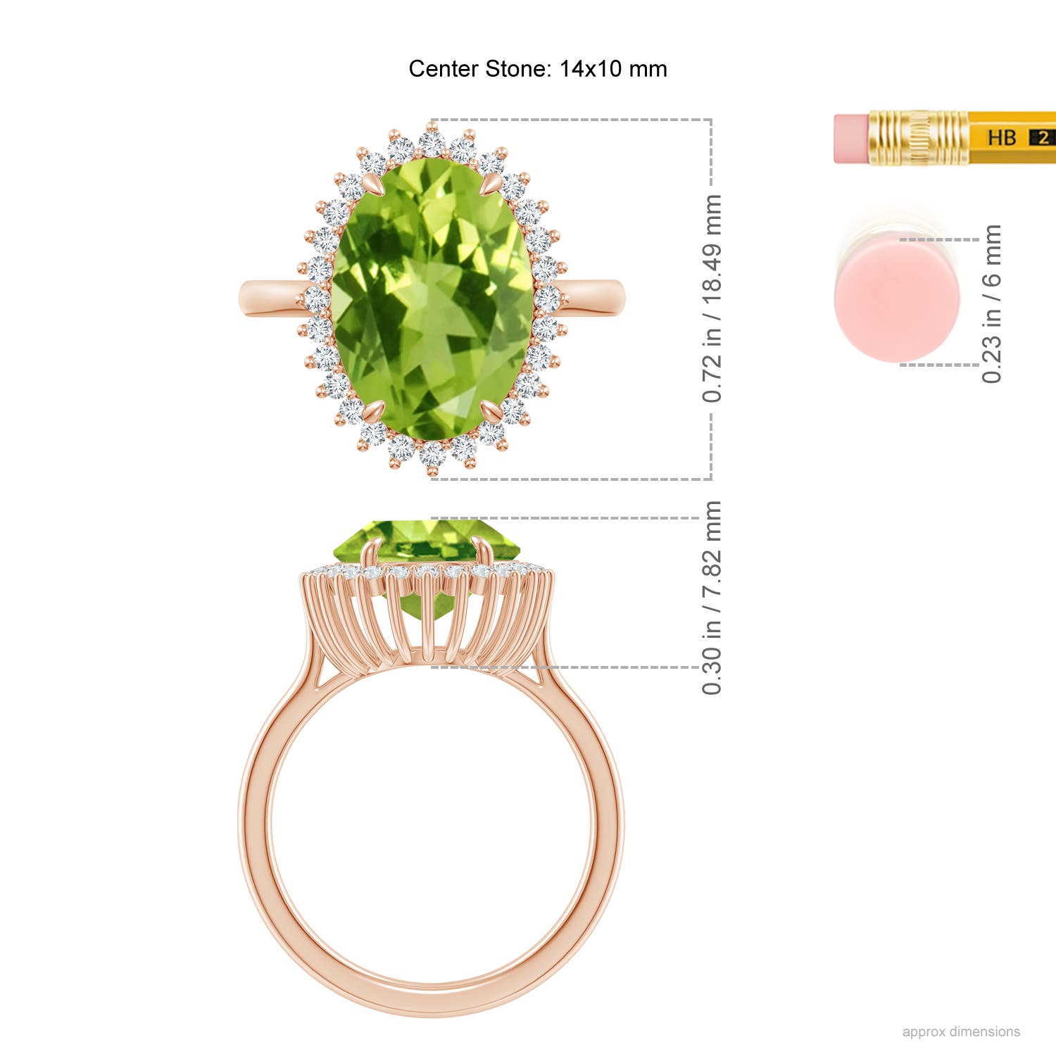 AAA - Peridot / 5.14 CT / 14 KT Rose Gold