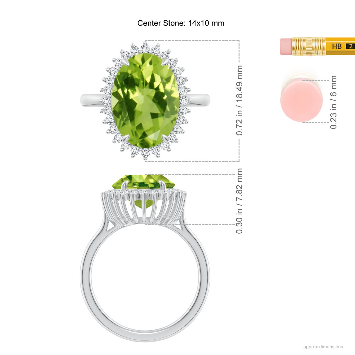 AAA - Peridot / 5.14 CT / 14 KT White Gold