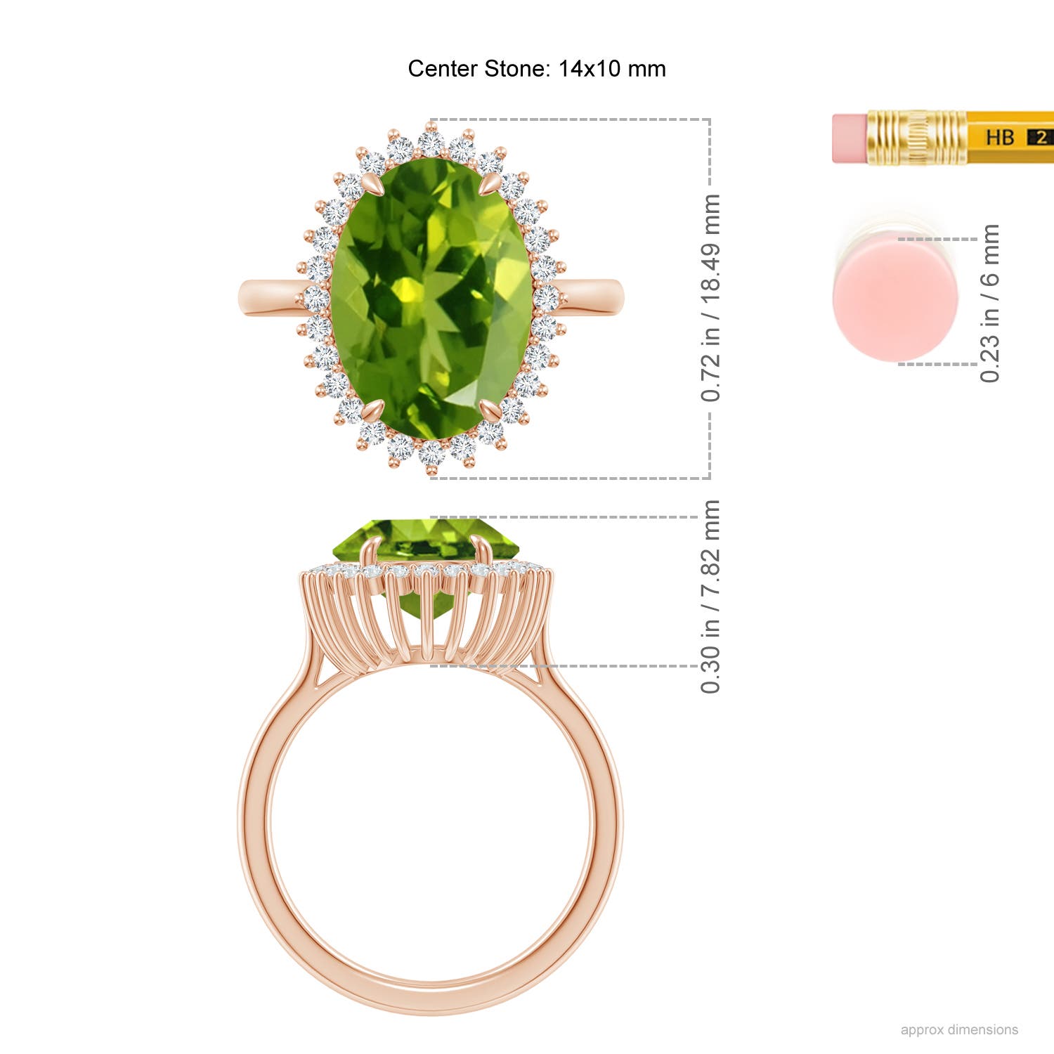 AAAA - Peridot / 5.14 CT / 14 KT Rose Gold