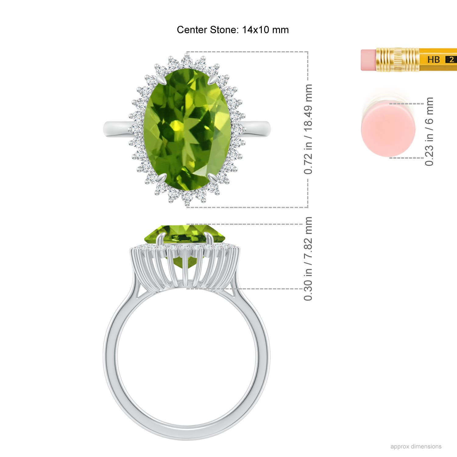 AAAA - Peridot / 5.14 CT / 14 KT White Gold