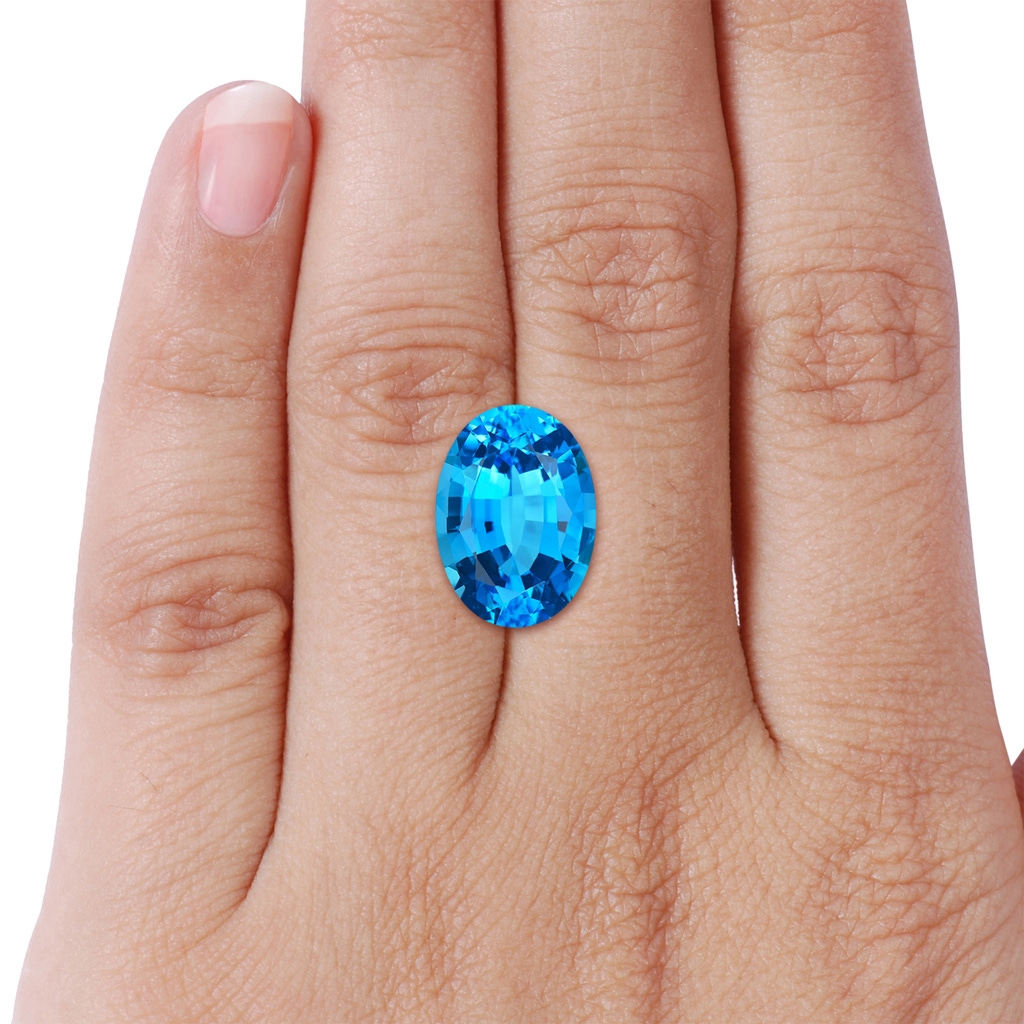 18.02x13.03x9.46mm AAAA GIA Certified Classic Oval Swiss Blue Topaz Floral Halo Ring in White Gold Stone-Body