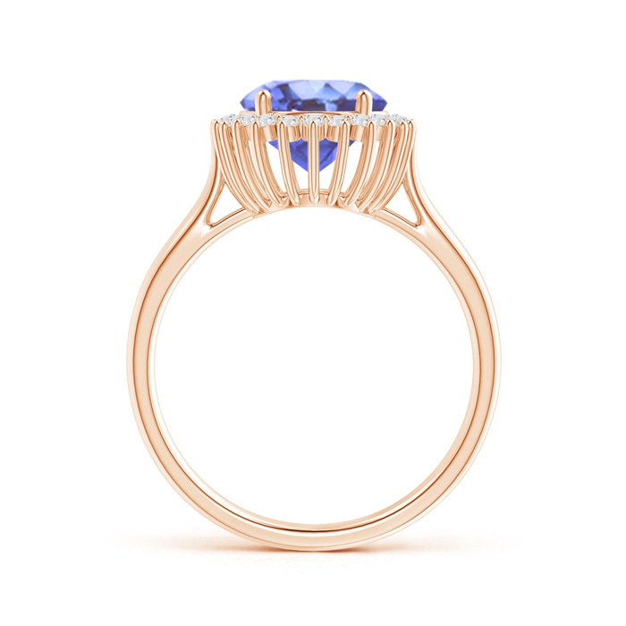 10x8mm A Classic Oval Tanzanite Floral Halo Ring in Rose Gold Side-1