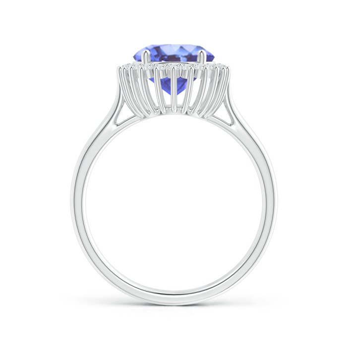 10x8mm A Classic Oval Tanzanite Floral Halo Ring in White Gold side-1