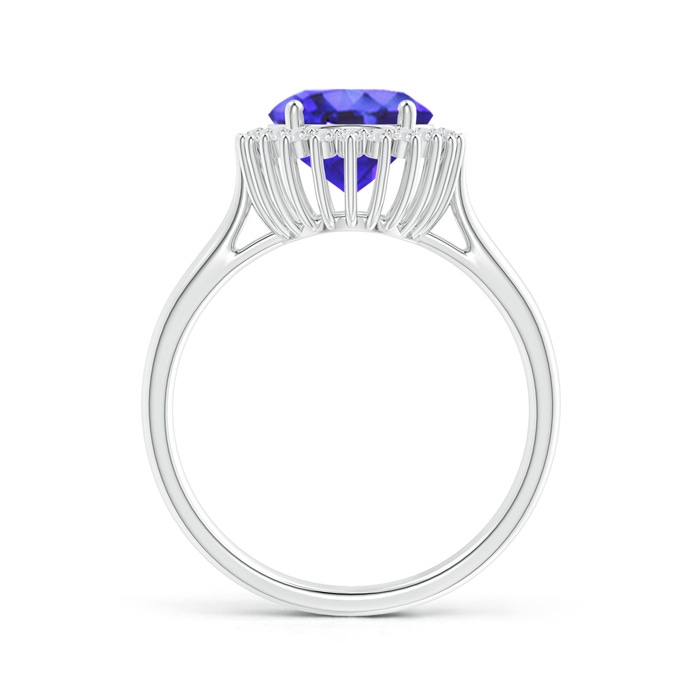 10x8mm AA Classic Oval Tanzanite Floral Halo Ring in P950 Platinum side-1
