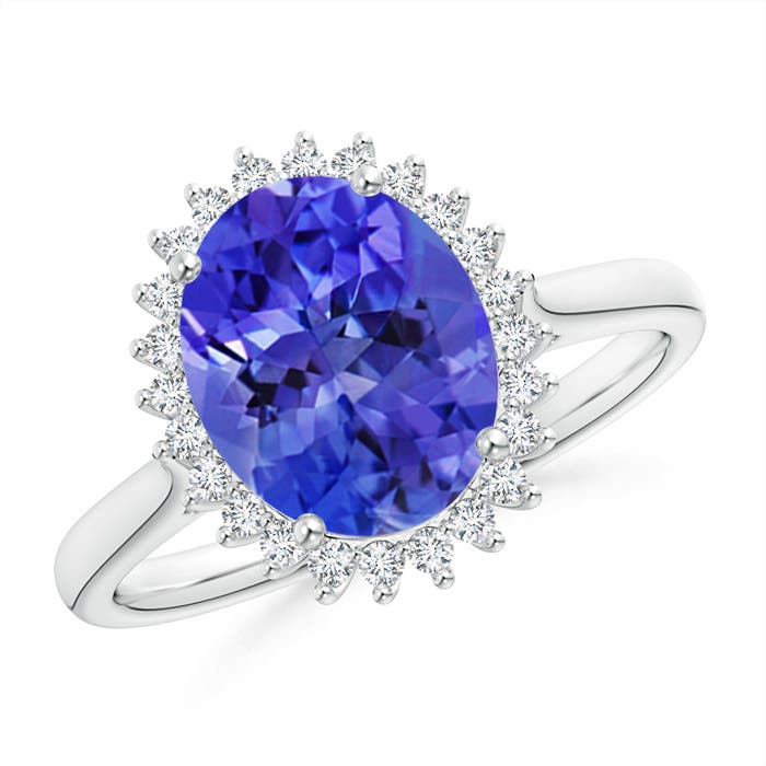 AAA - Tanzanite / 3.09 CT / 14 KT White Gold