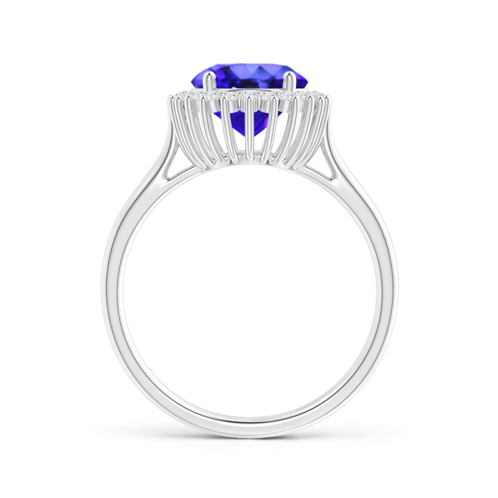 10x8mm AAA Classic Oval Tanzanite Floral Halo Ring in White Gold side-1