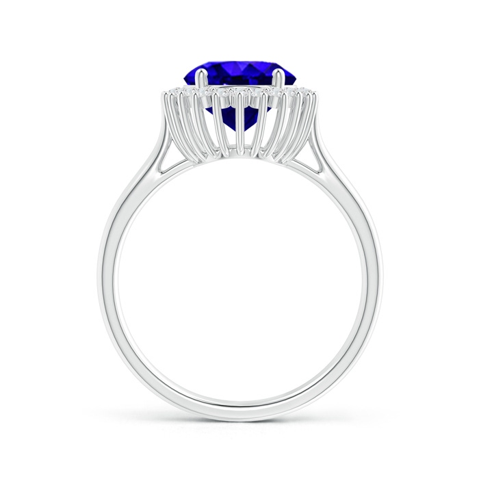 10x8mm AAAA Classic Oval Tanzanite Floral Halo Ring in P950 Platinum side-1