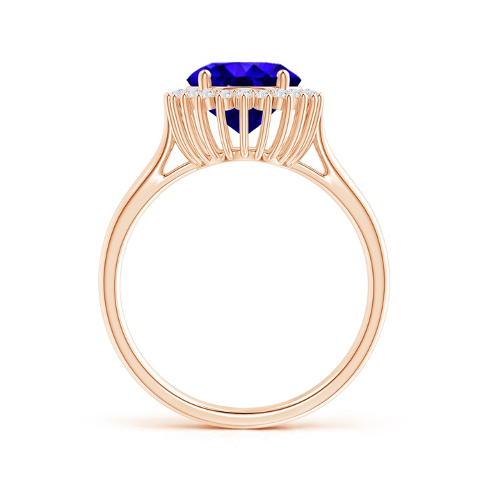 10x8mm AAAA Classic Oval Tanzanite Floral Halo Ring in Rose Gold side-1