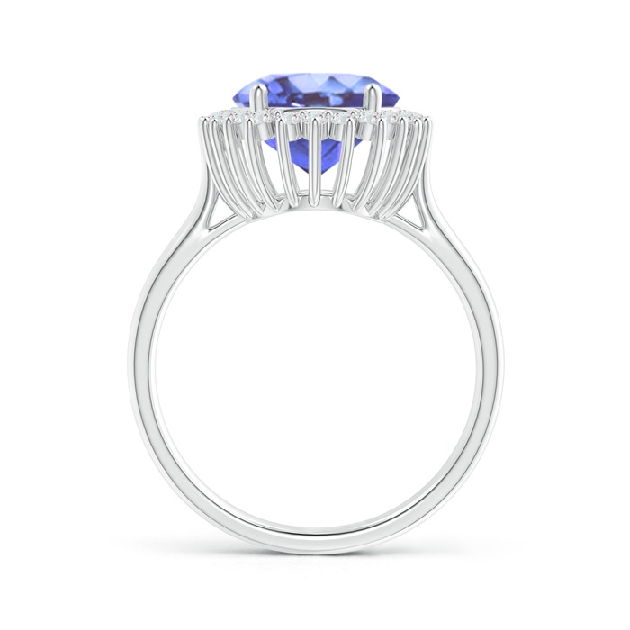 11x9mm A Classic Oval Tanzanite Floral Halo Ring in 9K White Gold product image