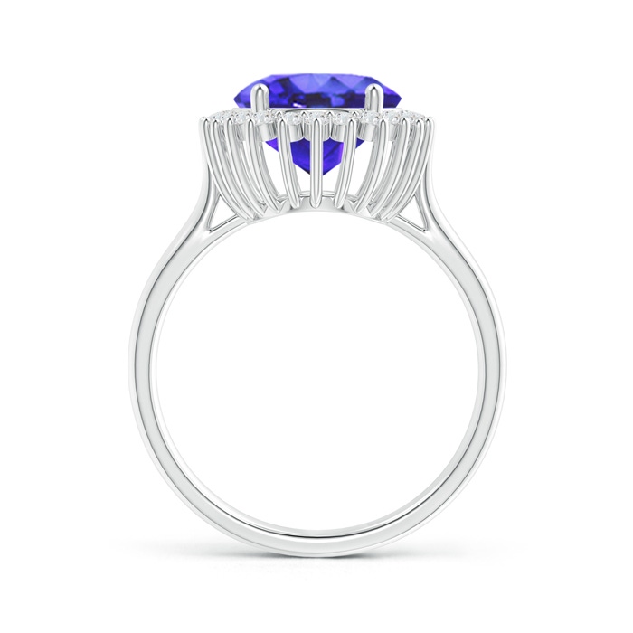 11x9mm AA Classic Oval Tanzanite Floral Halo Ring in White Gold side-1