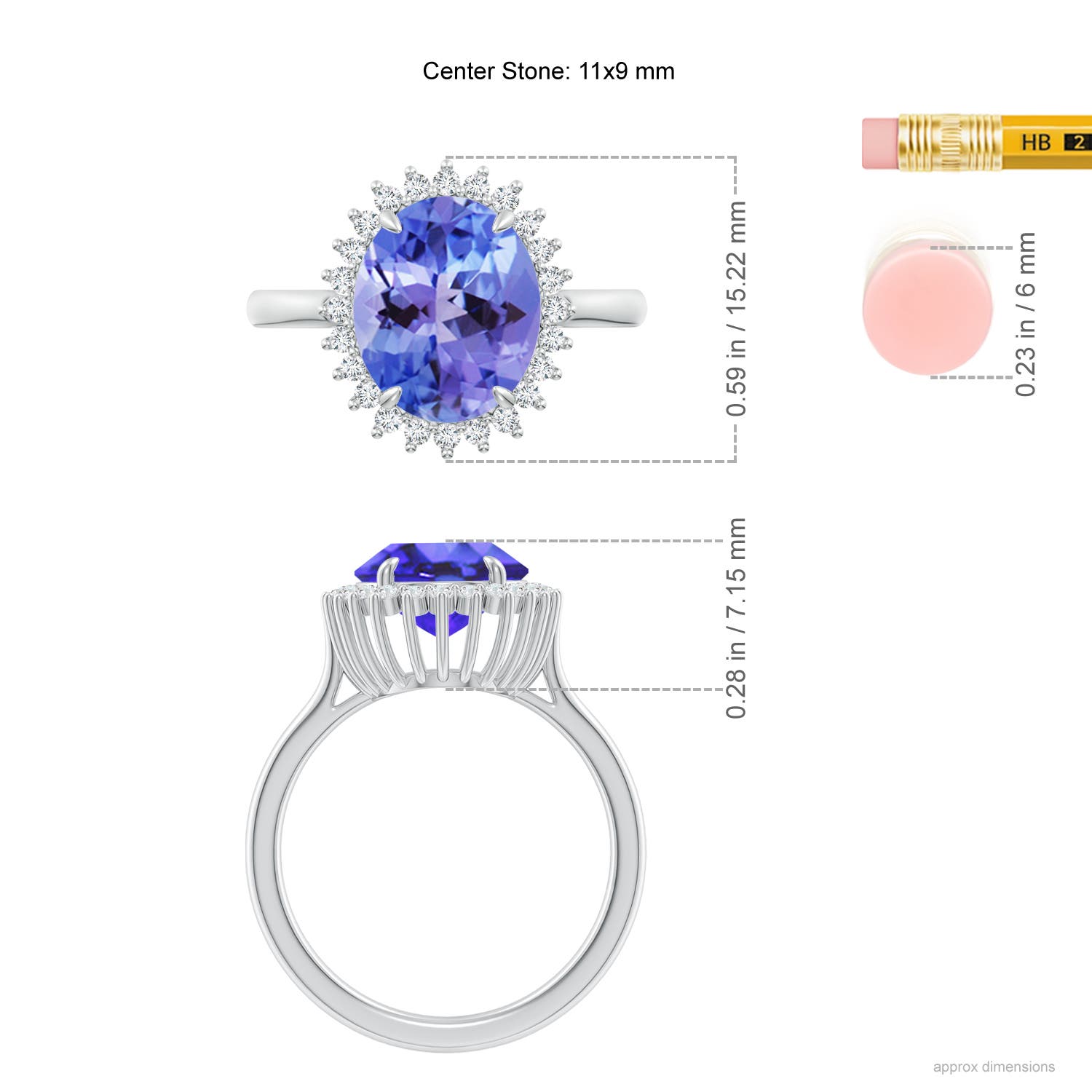 AA - Tanzanite / 3.74 CT / 14 KT White Gold