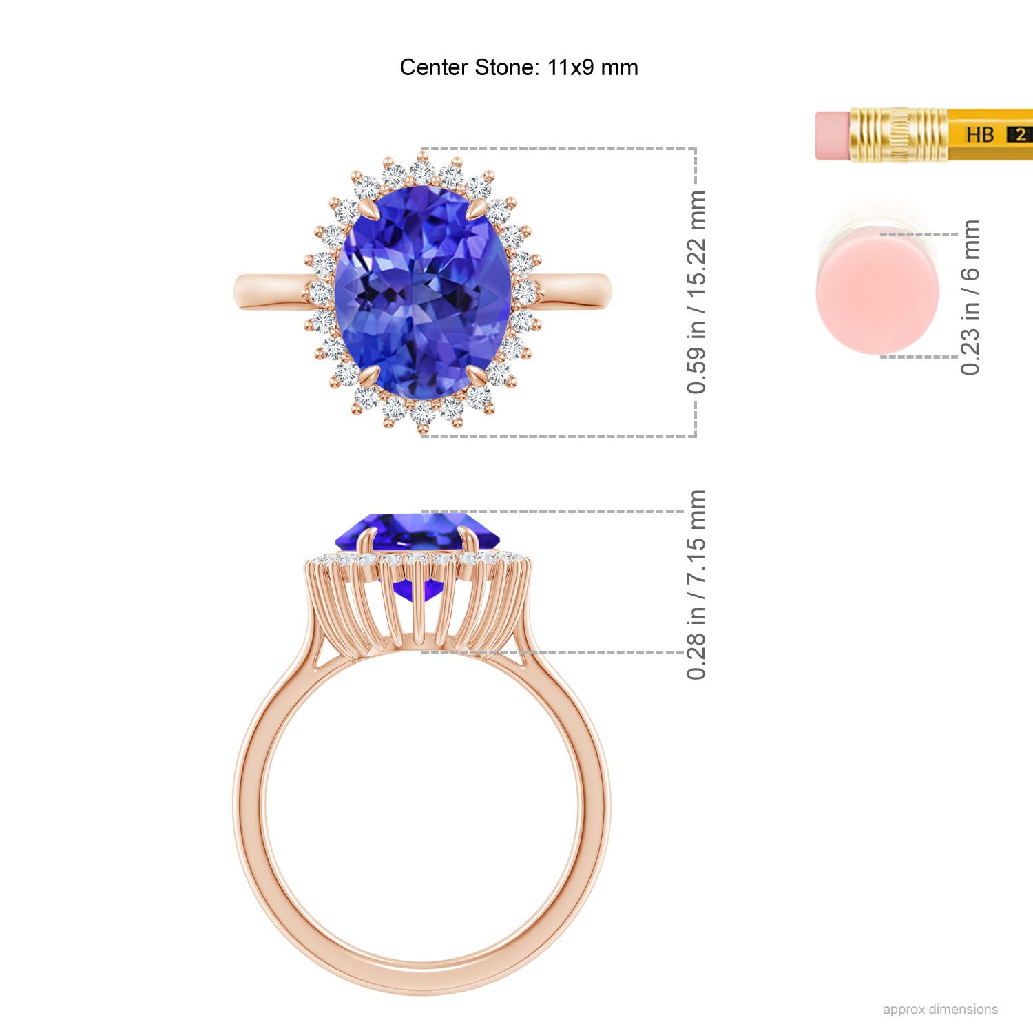 AAA - Tanzanite / 3.74 CT / 14 KT Rose Gold