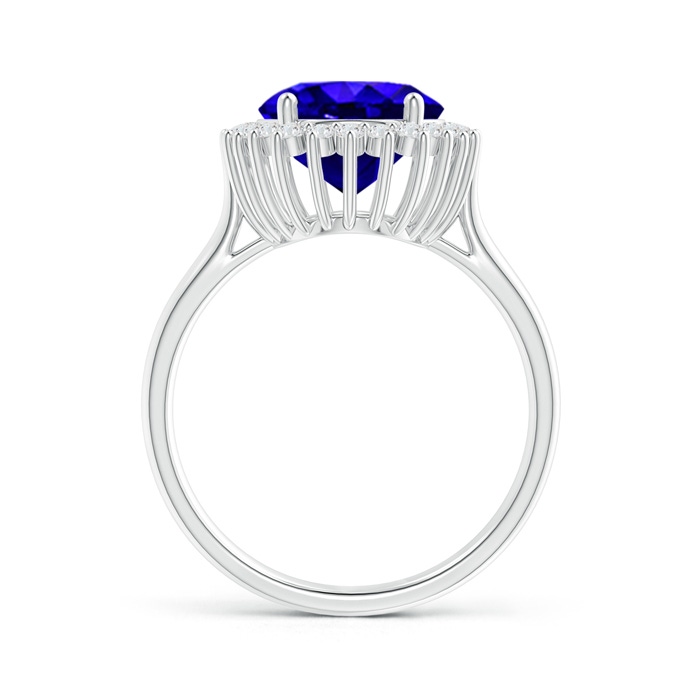 11x9mm AAAA Classic Oval Tanzanite Floral Halo Ring in P950 Platinum side-1
