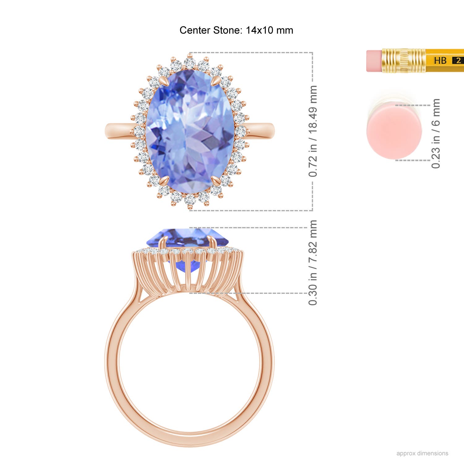 A - Tanzanite / 6.34 CT / 14 KT Rose Gold