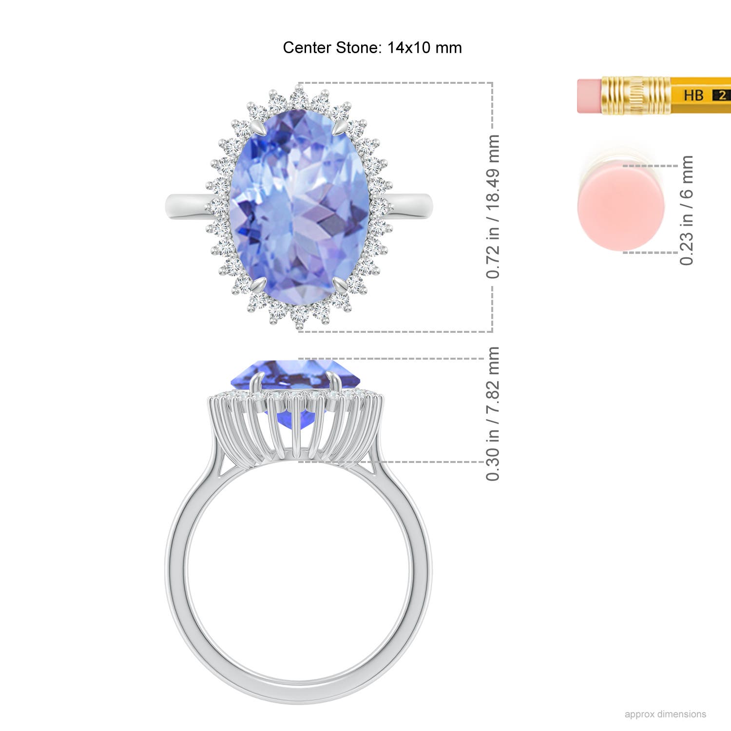 A - Tanzanite / 6.34 CT / 14 KT White Gold